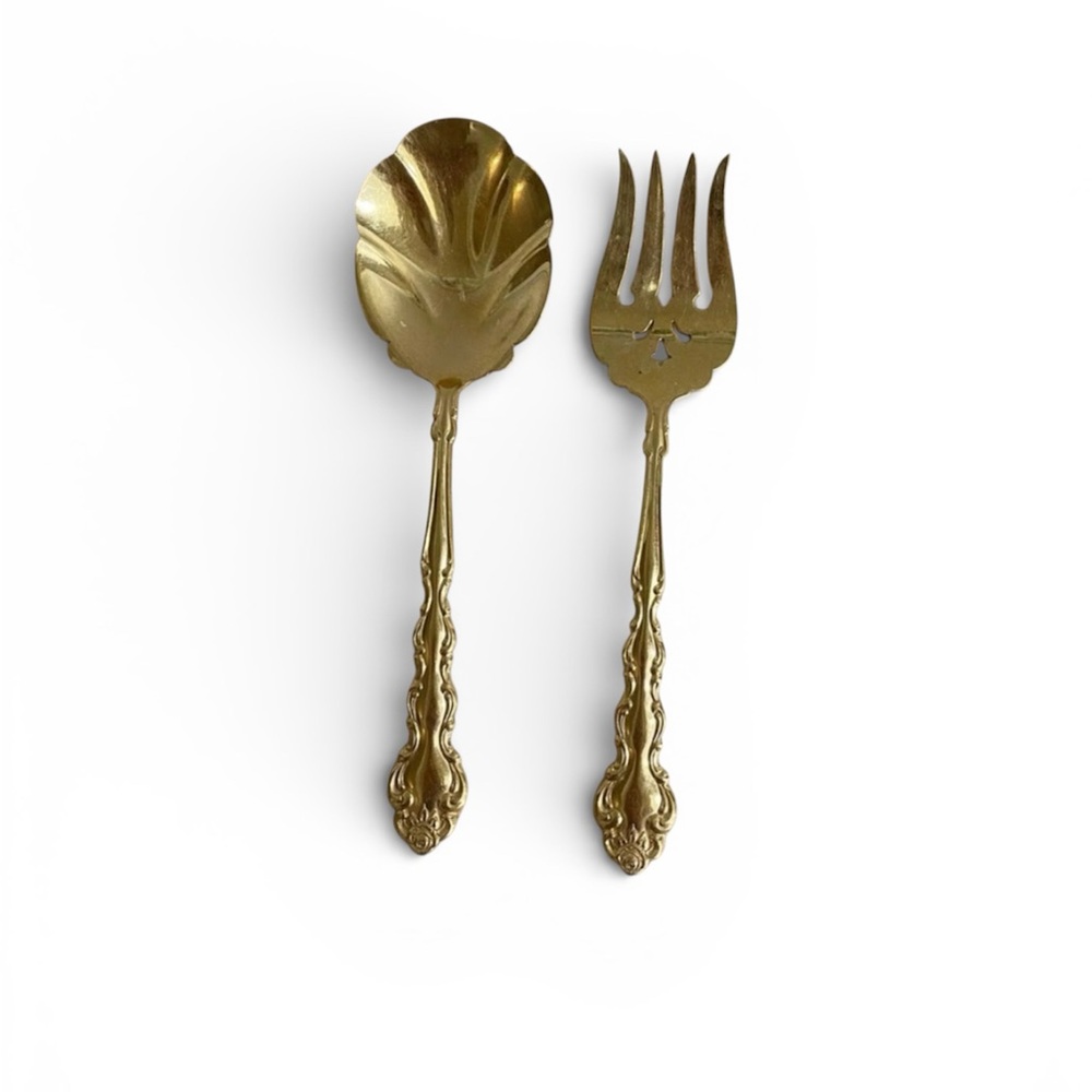 Oneida Community Gold Serving Spoon and Fork